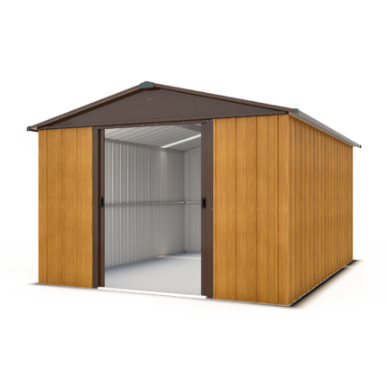 Abri de Jardin Métal Yardmaster 11,03 m² - Aspect Bois & Toit Translucide - Kit Ancrage