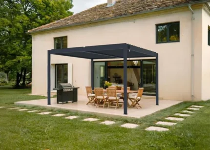 Pergola Bioclimatique PIANA 4x3 m Gris Anthracite - Aluminium & Acier - Cazeboo